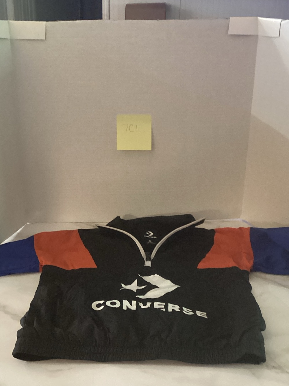 Converse Black Half-Zip Pullover with Red & Blue Panels